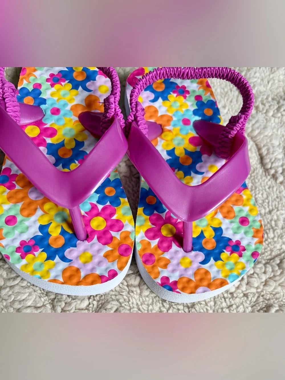 Girls Sandal Bundle - Floral Iridescent Summer Shoes With Ankle Straps, Size 5/6